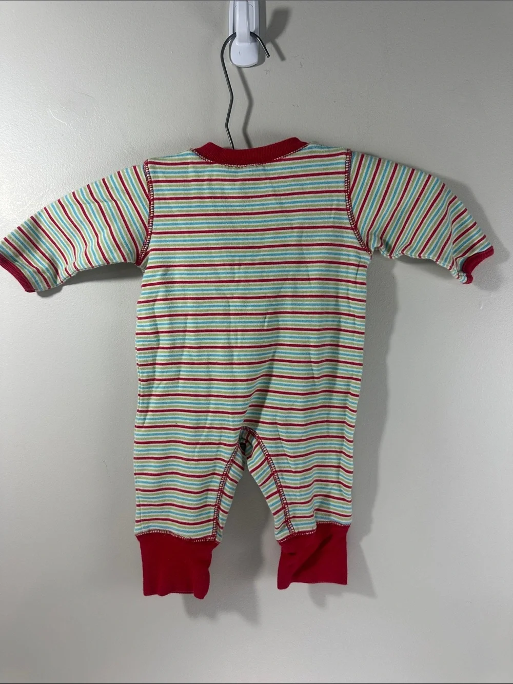 Disney Winnie the Pooh Striped Red Green Holiday Onesie 3/6 months Christmas
